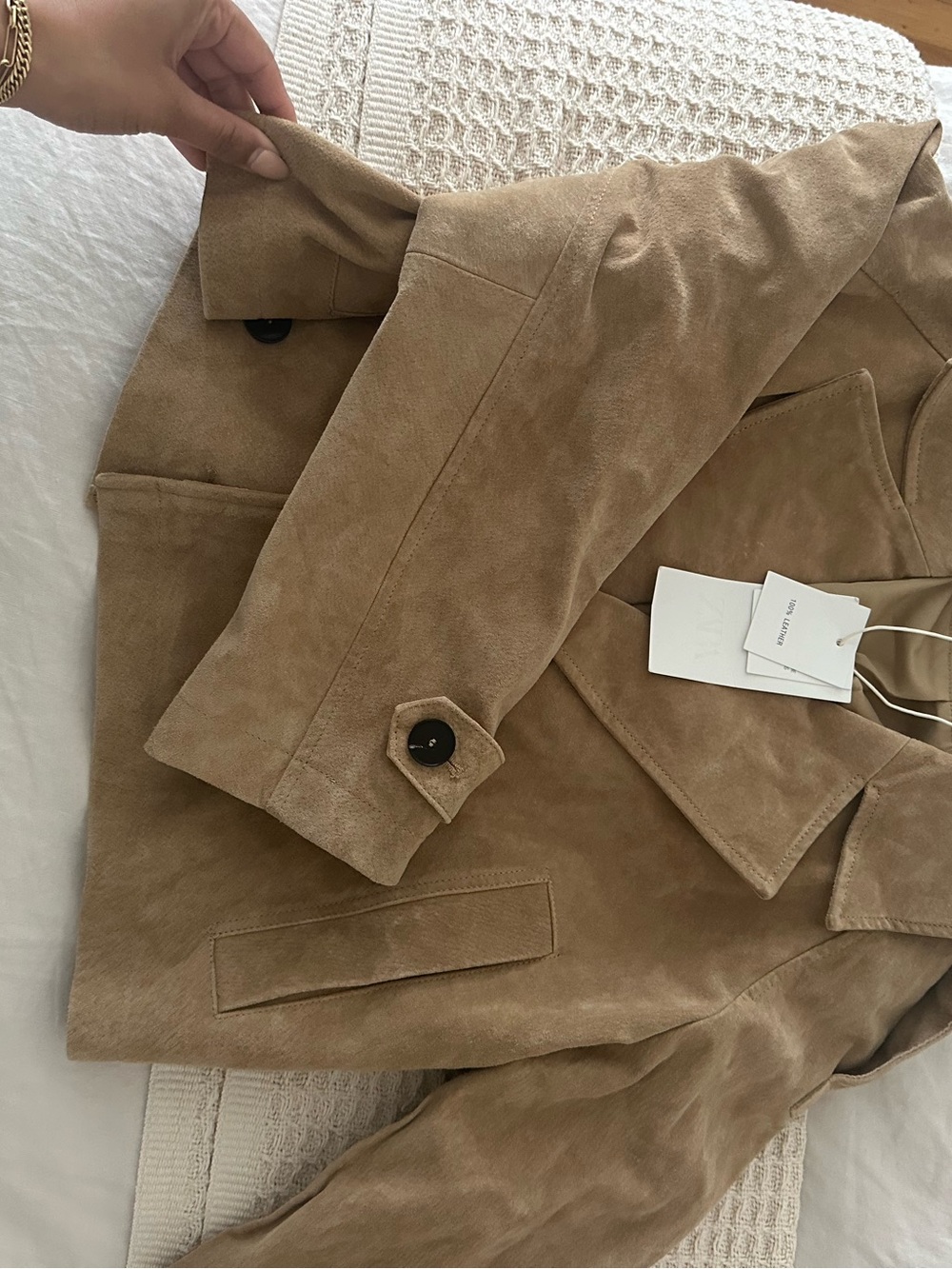Zara suede trench cropped jacket in small NWT - Picture 4 of 4